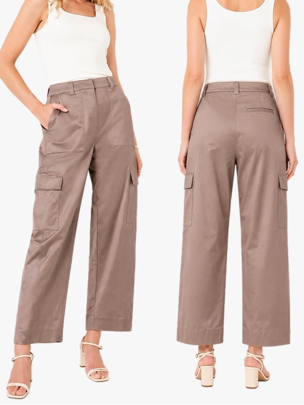 NWT Old Navy Satin Cargo Extra High-Rise Barrel Pants Brown Size 6